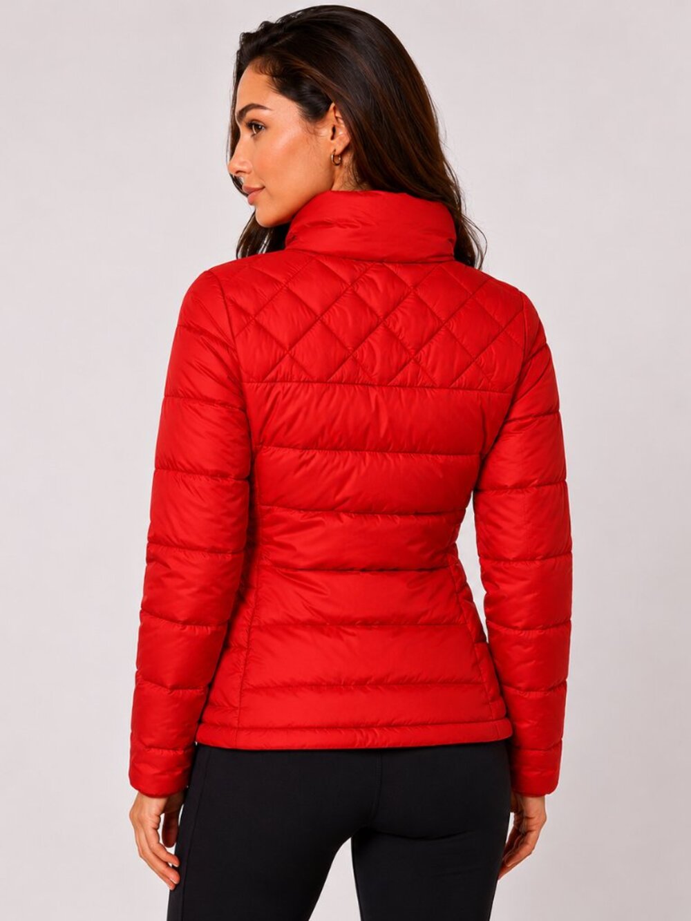 Old Navy Womens Small Orange Puffer Jacket Quilted Full Zip Coat - Picture 2 of 7